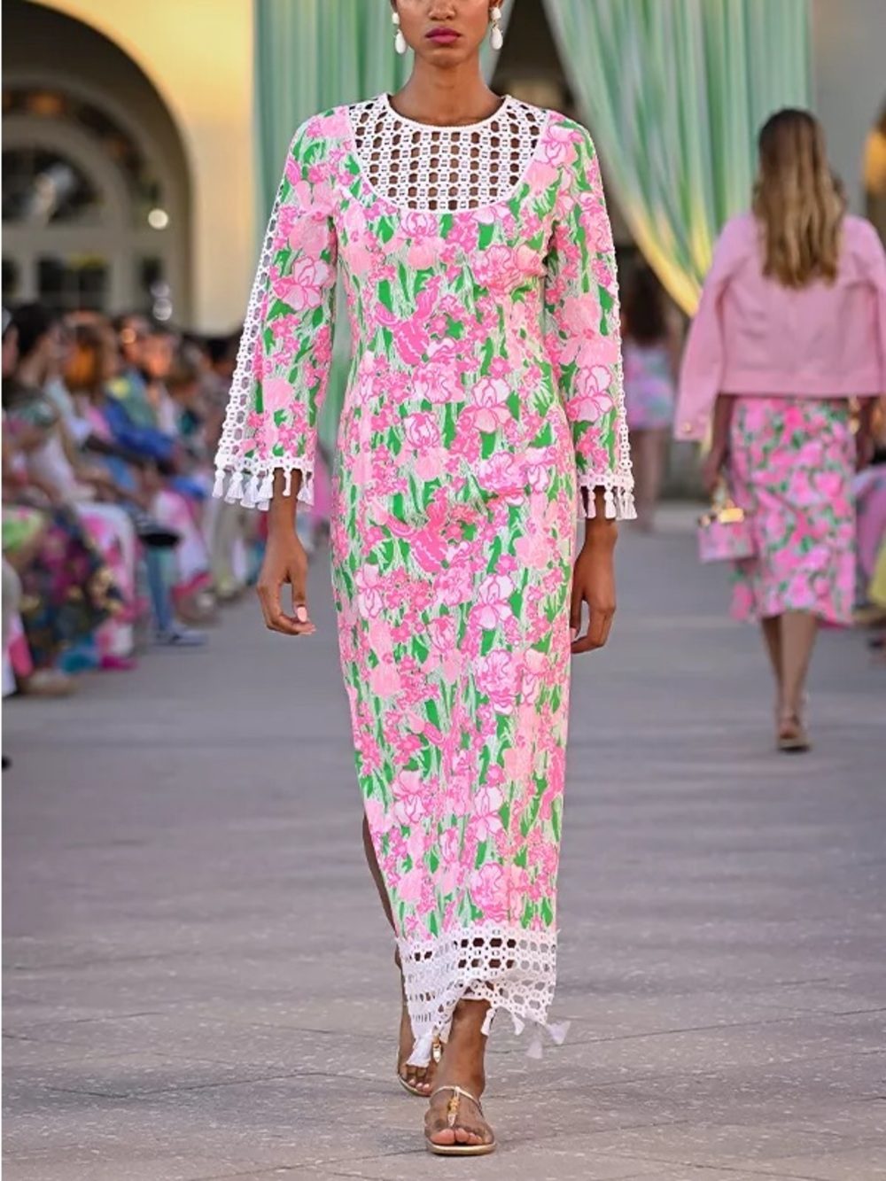 NWT Lilly Pulitzer Strothers Stretch Lace Trim Maxi Dress Putting Green Hannah 8